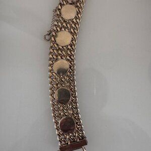 Vintage Bracelet Kafin New York Multi Chain Gold Tone Medallions 7" Safety MCM